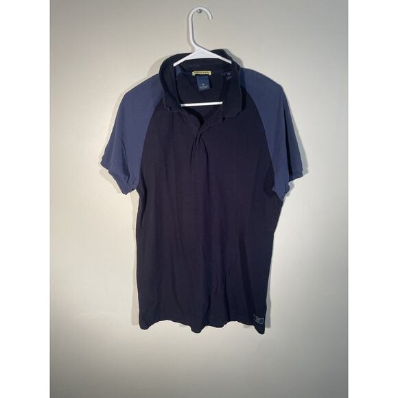 Mens Scotch & Soda Coffee Helps Navy & Blue Collard Polo Shirt Size L Cotton - Picture 1 of 12
